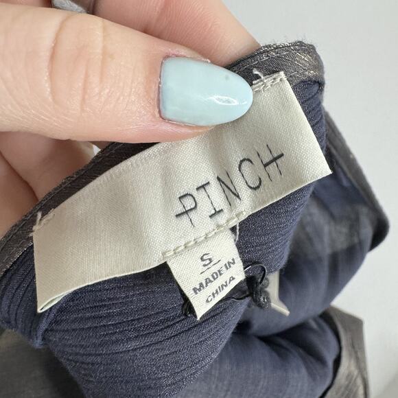 Pinch Dress Womens Small Gold Metallic Midi Party Deep V-Neck Cocktail Evening - Picture 13 of 16